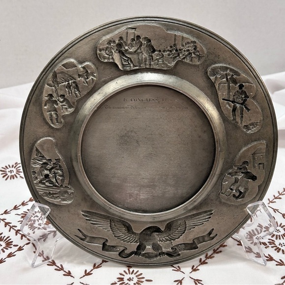 Vintage Pewter Plate American 1776 Declaration of Independence 9" by Hudson - Picture 8 of 9